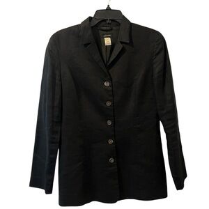 J Crew Black Linen Button Down Blazer, Lightweight, Size 8